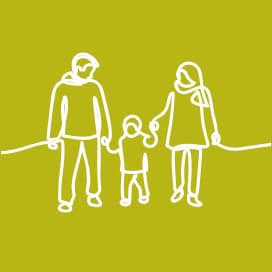 Line drawing of a family